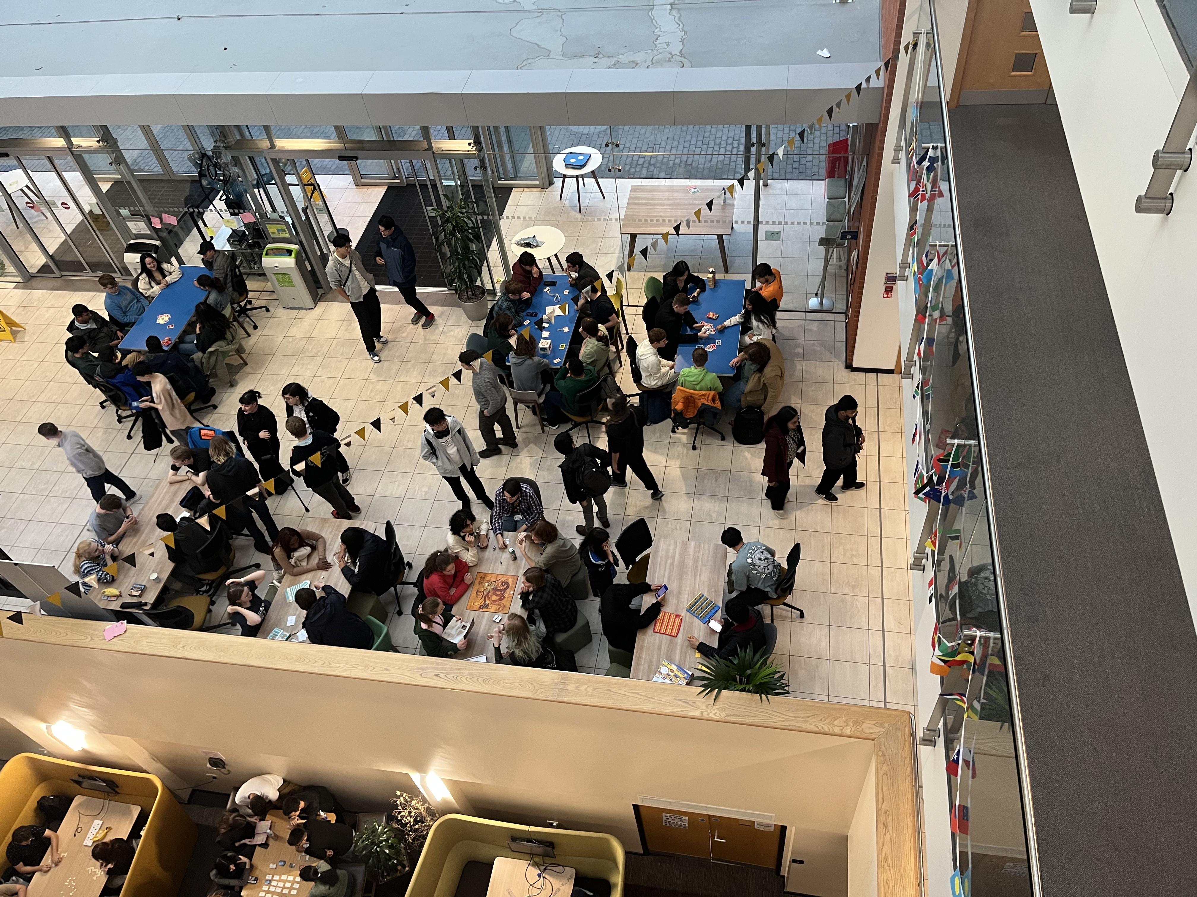 Students playing board games at a CSS social